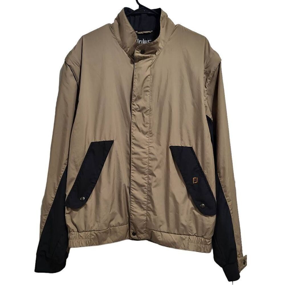 Dryjoys by Footjoy Full Zip Removable Sleeves Beige Jacket Men's Size Lg